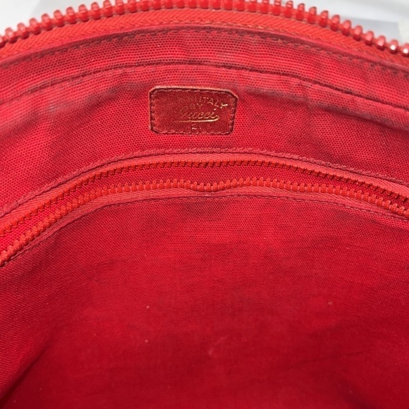 RARE VINTAGE RED GUCCI CANVAS SHOULDER BAG - Picture 11 of 14